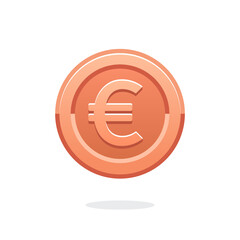 Coin icon. Vector money symbol. Bank payment symbol. Euro sign. Euro coin. Bronze coin. Finance symbol. Currency symbol. Euro currency. Cash icon. Euro cent. Currency exchange. Cash. European currency