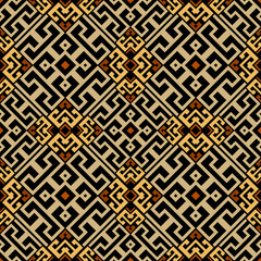 Colorful tribal ethnic seamless pattern. Vector structured elegant background. Greek key, meanders. Mazes, symbols, lines, shapes. Abstract geometric traditional ornaments. Endless ornate texture