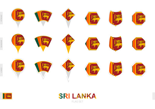 Collection of the Sri Lanka flag in different shapes and with three different effects.