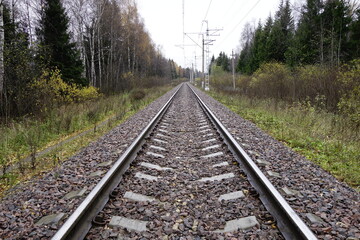 Obraz premium Railroad track in autumn
