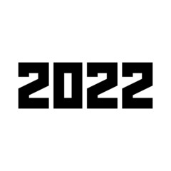 2022 New Year. Figures, numbers. Black silhouette. Front horizontal view. Vector simple flat graphic illustration. The isolated object on a white background. Isolate.