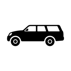 Fototapeta premium SUV icon. Off-road vehicle. Black silhouette. Side view. Vector simple flat graphic illustration. The isolated object on a white background. Isolate.