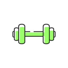 dumbbell and green dumbbell
