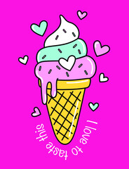 helado de colores, corazones