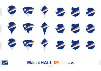 Collection of the Marshall Islands flag in different shapes and with three different effects.