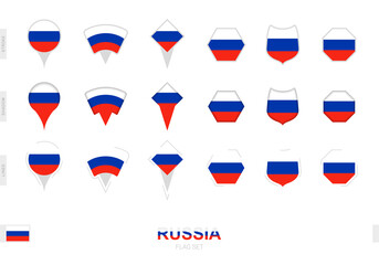 Collection of the Russia flag in different shapes and with three different effects.