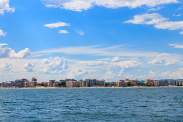 View of the Black sea and Sunny Beach resort in Bulgaria. View from a sea