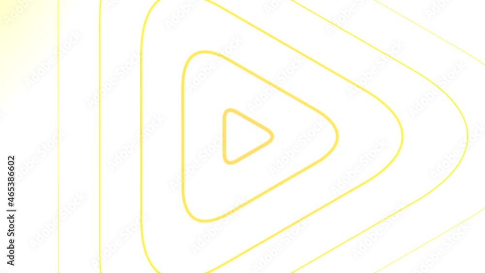 Poster player sign on white background. motion. contour of triangular shape moves in waves from center. pla