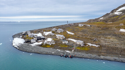 The old Russian polar station. Tikhaya Bay. Hooker Island. Franz Josef Land.