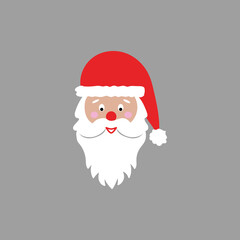 Colorful vector Santa Claus icon. Santa Claus face in flat design. Christmas card template