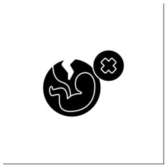 Abortion glyph icon. Pregnancy ending.Removal, expulsion embryo or fetus. Unwanted pregnancy. Health care. Woman health concept. Filled flat sign. Isolated silhouette vector illustration
