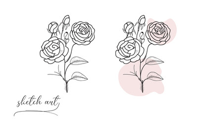Hand drawing and sketch rose illustration. 