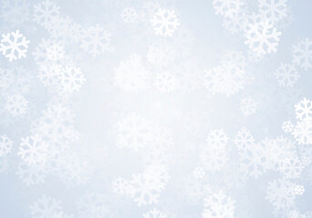 Fondo azul con copos de nieve de navidad.