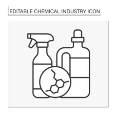  Cleaning chemistry line icon. Producing sprays for removing contaminants.Chemical industry concept. Isolated vector illustration. Editable stroke