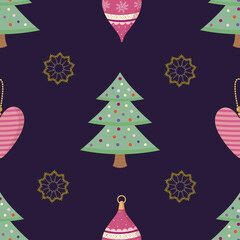 vector graphic holiday seamless pattern with christmas toys-03