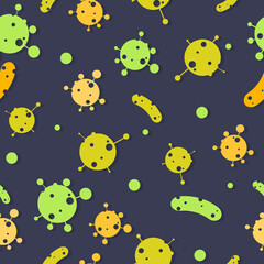 Obraz premium Background with viruses. Bacteria and viruses, seamless colored background