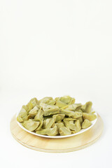 delicious plate of Artichokes with white background for vegan diet 
