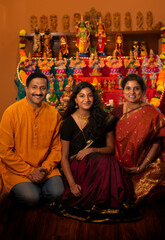 Traditional Indian family posing for camera 
