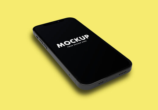 Smartphone Pro Smartphone Laid Down on a Yellow Background