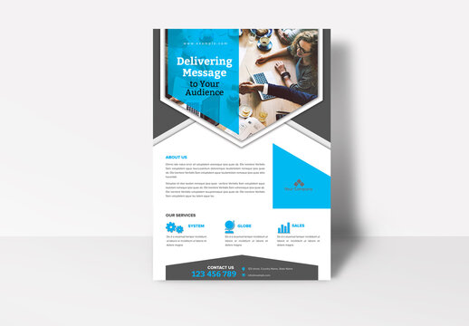 Flyer Layout in Blue Accents