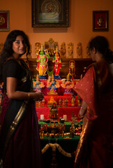 Mother daughter at Golu pooja 