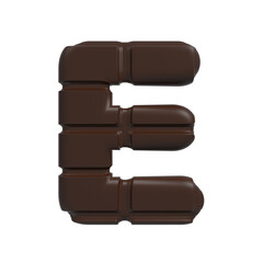 chocolate letter E - Capital 3d cacao font - suitable for sweets, dessert or addiction related subjects