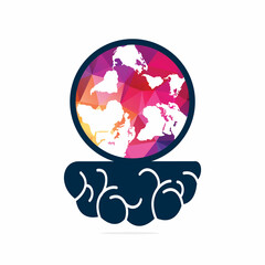 Global brain logo vector design. World wide intelligence concept.