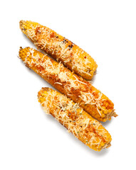 Delicious Elote Mexican Street Corn on white background