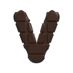 chocolate letter V - Upper-case 3d cacao font - suitable for sweets, dessert or addiction related subjects