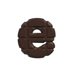 chocolate letter E - Lower-case 3d cacao font - Suitable for sweets, dessert or addiction related subjects