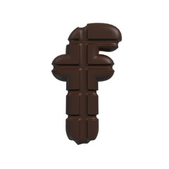 chocolate letter F - Small 3d cacao font - Suitable for sweets, dessert or addiction related subjects
