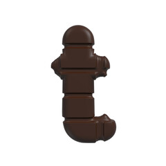 chocolate letter T - Lower-case 3d cacao font - Suitable for sweets, dessert or addiction related subjects
