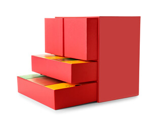 Red advent calendar on white background