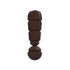 chocolate exclamation point - 3d cacao symbol - Suitable for sweets, dessert or addiction related subjects