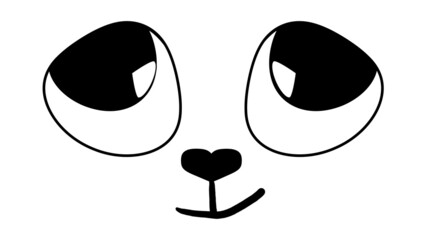 big panda eyes, cartoon sticker, on white background © vilma3000