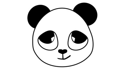 cute panda's face, on a white background, sticker