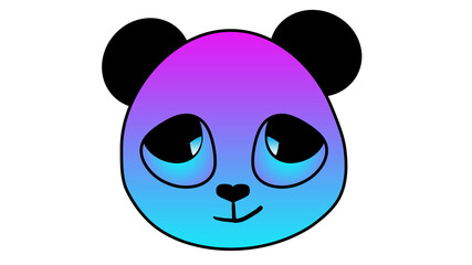 cute panda's face, on a white background, sticker