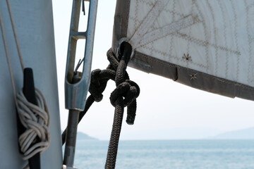 Open sail, good wind, blue sky maritime yachting background, nautical, regatta