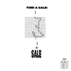 Autumn sale. A marketing ploy. Maze game find your sale. Vector puzzle on the theme of autumn discounts.