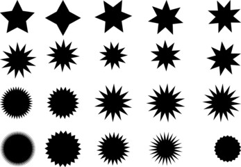 Star icon collection. Different stars set of 20 black star icons. black and white icons set