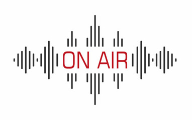 On Air sign, emblem, logo. Live stream symbol. Vector illustration. Vector illustration
