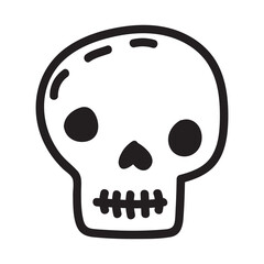 Hand drawn cartoon doodle skull. Funny cartoon skull isolated on white background.