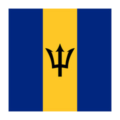 Barbados Flat Square Country Flag button Icon