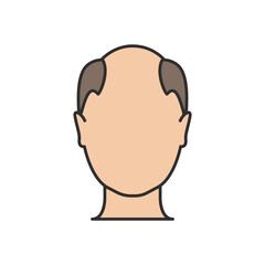 Hair loss man icon cartoon vector logo. Hair loss male scalp bald illustration