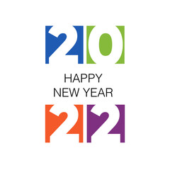 Happy New Year 2022 text design. Cover of business diary for 2022 with wishes. Brochure design template, card, banner. Vector illustration. Isolated on white background.
