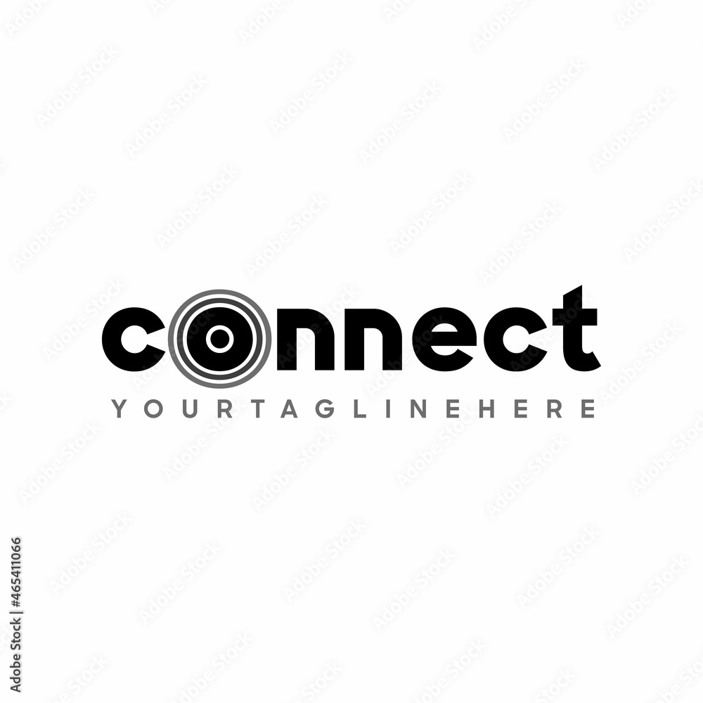 Wall mural connect black lowercase logo design template elements. connected o letter with connection signal. mo