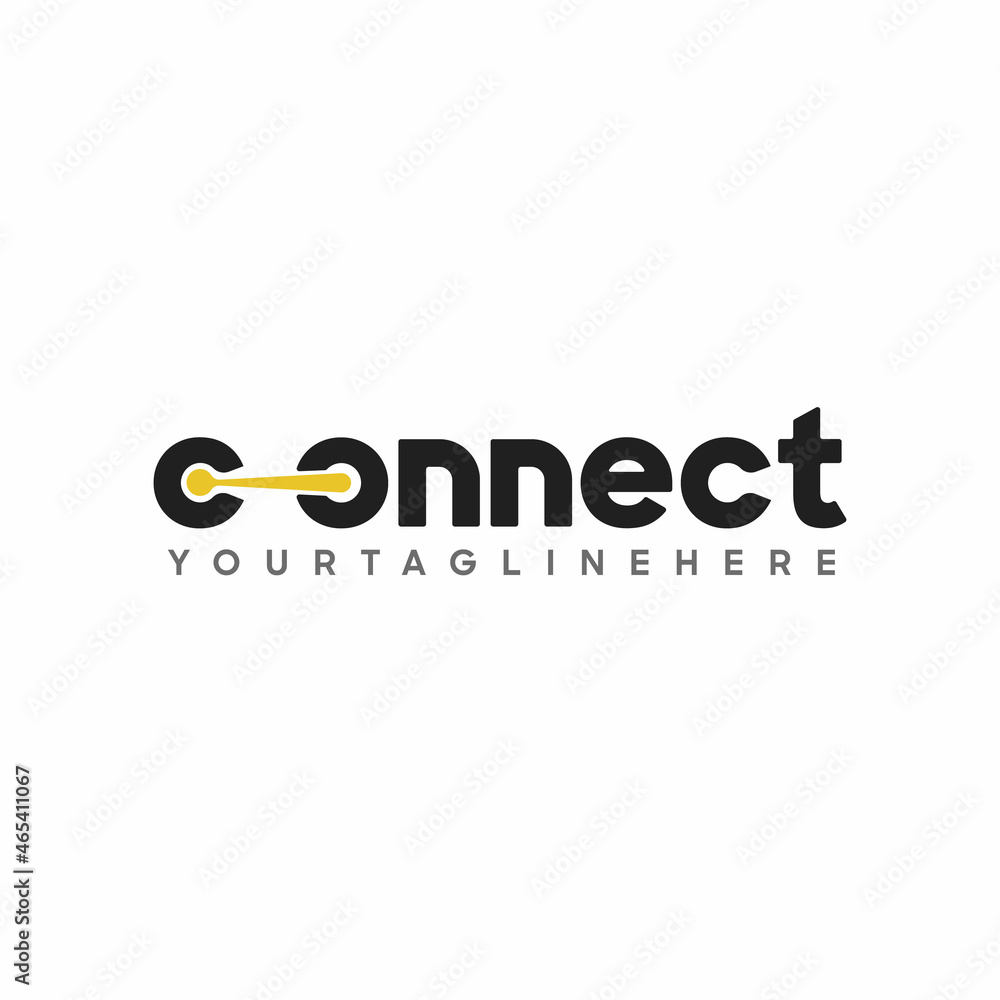 Poster Connect Black and Yellow Lowercase Logo Design Template Elements. Connected c and o letters. Modern Networking Logo Design Vector.