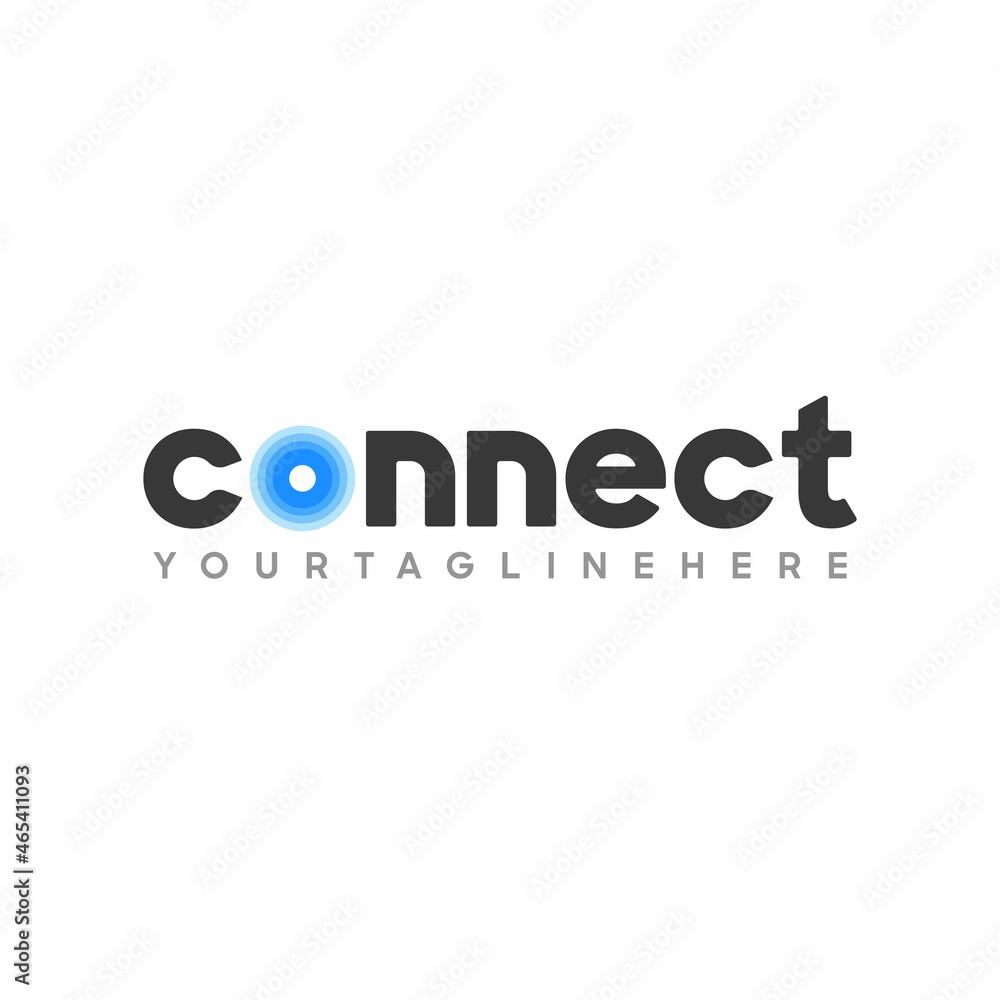 Aufkleber Connect Black and Blue Lowercase Logo Design Template Elements. Connected o letter with connection signal. Modern Networking Logo Design Vector.