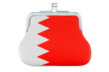 Coin purse with Bahraini flag. Budget, investment or financial, banking concept in Bahrain. 3D rendering