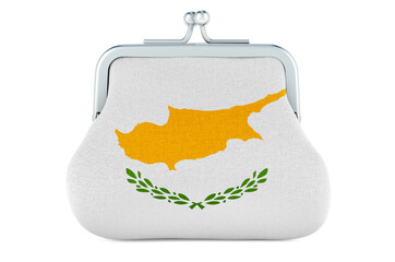 Coin purse with Cypriot flag. Budget, investment or financial, banking concept in Cyprus. 3D rendering